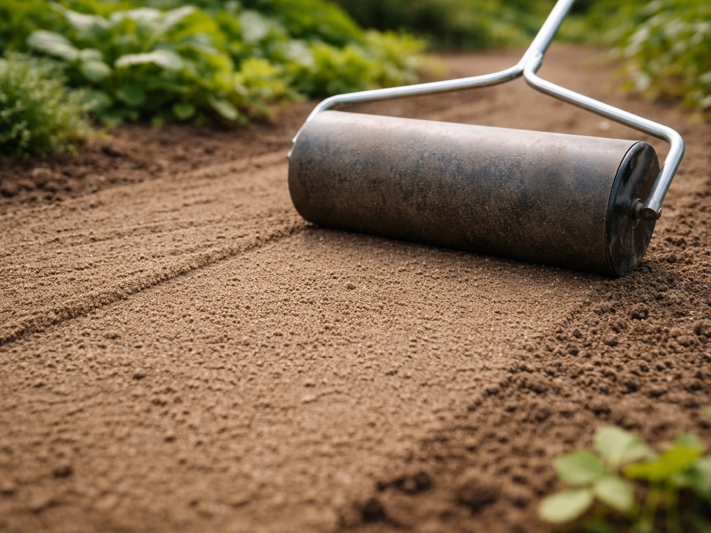 Graines fraîchement recouvertes d’une fine couche de sable, puis un rouleau léger passe sur le sol
