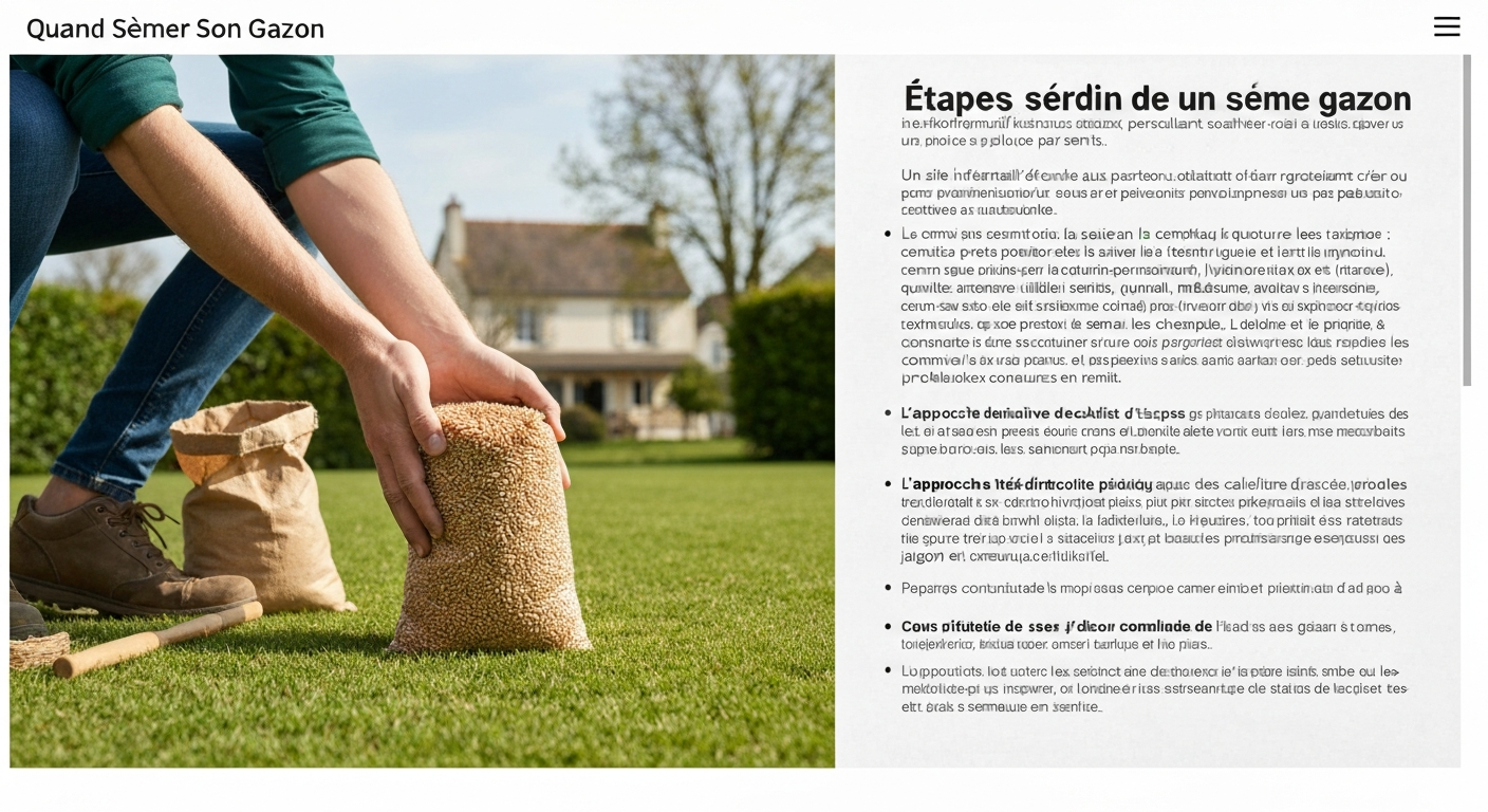 Mains semant des graines sur un sol préparé, outils de jardin à côté.